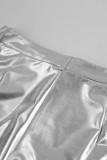 Street Solid Slit Zipper Regular High Waist Solid Color Bottoms