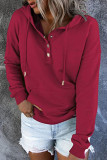 Casual Solid Pocket Buckle Hooded Collar Tops