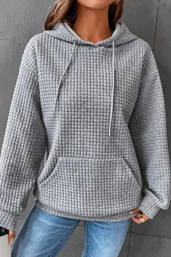 Casual Plaid Pocket Hooded Collar Tops