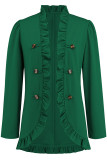 Elegant Solid Buckle Flounce Lotus Leaf Collar Outerwear
