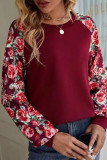Casual Floral Patchwork O Neck Tops