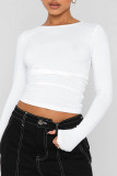Daily Simplicity Solid O Neck Tops