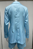 Chic Solid Lapel Long Sleeve Suit Coat+Slim Suit Shorts Two-piece
