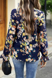 Celebrities Elegant Floral Patchwork Turtleneck Tops