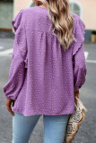 Elegant Solid Flounce O Neck Tops