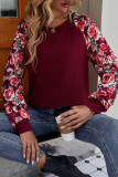 Casual Floral Patchwork O Neck Tops