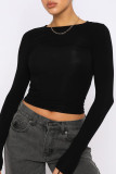 Daily Simplicity Solid O Neck Tops
