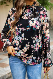 Celebrities Elegant Floral Patchwork Turtleneck Tops