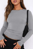 Daily Simplicity Solid O Neck Tops