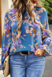 Celebrities Elegant Floral Patchwork Turtleneck Tops