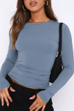 Daily Simplicity Solid O Neck Tops