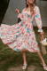Elegant Floral Patchwork Square Collar A Line Dresses