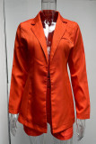 Chic Solid Lapel Long Sleeve Suit Coat+Slim Suit Shorts Two-piece