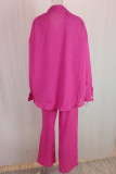 Casual Solid Frenulum Buttons Turndown Collar Long Sleeve Two Pieces