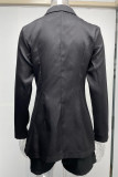 Chic Solid Lapel Long Sleeve Suit Coat+Slim Suit Shorts Two-piece