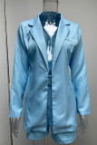 Chic Solid Lapel Long Sleeve Suit Coat+Slim Suit Shorts Two-piece