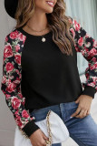 Casual Floral Patchwork O Neck Tops