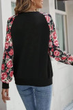 Casual Floral Patchwork O Neck Tops