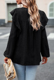 Elegant Solid Flounce O Neck Tops