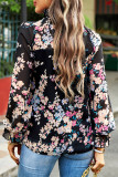 Celebrities Elegant Floral Patchwork Turtleneck Tops