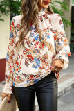 Celebrities Elegant Floral Patchwork Turtleneck Tops