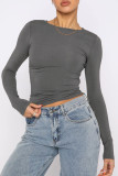 Daily Simplicity Solid O Neck Tops