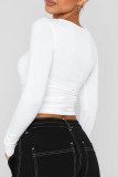 Daily Simplicity Solid O Neck Tops