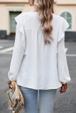 Elegant Solid Flounce O Neck Tops