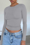 Daily Simplicity Solid O Neck Tops