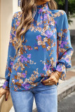 Celebrities Elegant Floral Patchwork Turtleneck Tops