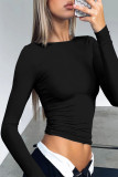 Daily Simplicity Solid O Neck Tops