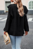 Elegant Solid Flounce O Neck Tops