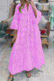 Casual Solid Hollowed Out V Neck A Line Dresses