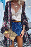 College Print Patchwork Cardigan Collar Outerwear