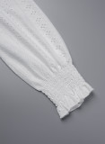 Casual Solid Hollowed Out Stringy Selvedge V Neck Tops