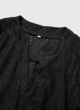 Casual Solid Hollowed Out Stringy Selvedge V Neck Tops