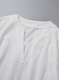 Casual Solid Hollowed Out Stringy Selvedge V Neck Tops