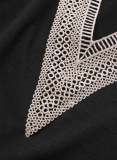 Casual Solid Patchwork V Neck T-Shirts