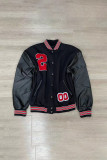 Street Letter Embroidered O Neck Outerwear