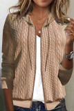 Casual Solid Zipper Hooded Collar Outerwear