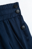 Casual Sportswear Solid Buckle Loose High Waist Wide Leg Solid Color Bottoms
