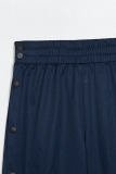 Casual Sportswear Solid Buckle Loose High Waist Wide Leg Solid Color Bottoms