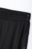 Casual Sportswear Solid Buckle Loose High Waist Wide Leg Solid Color Bottoms