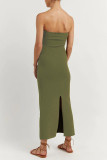 Sexy Solid Asymmetrical Strapless One Step Skirt Dresses
