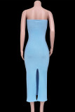 Sexy Solid Asymmetrical Strapless One Step Skirt Dresses