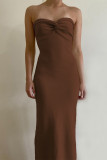 Sexy Solid Asymmetrical Strapless One Step Skirt Dresses