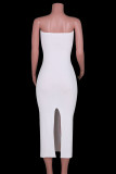 Sexy Solid Asymmetrical Strapless One Step Skirt Dresses