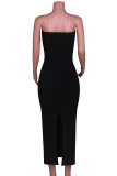 Sexy Solid Asymmetrical Strapless One Step Skirt Dresses