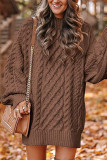Elegant Solid Hollowed Out O Neck Long Sleeve Dresses