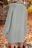 Elegant Solid Hollowed Out O Neck Long Sleeve Dresses